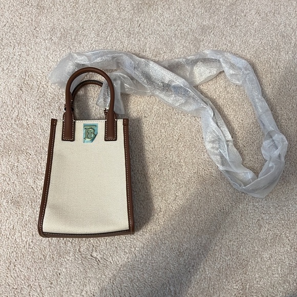 Burberry TB leather canvas phone tote - Picture 9 of 11